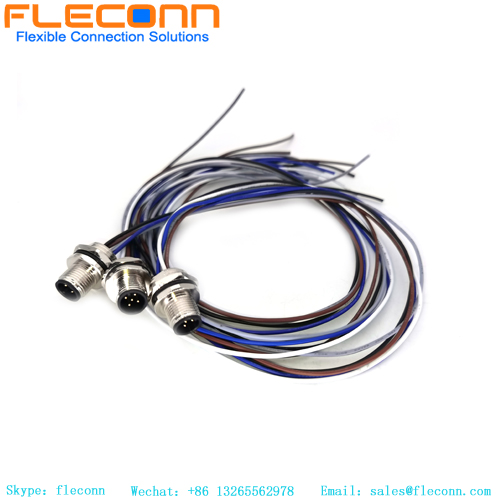 M12 5 Pin Male Panel Mount Connector Cable