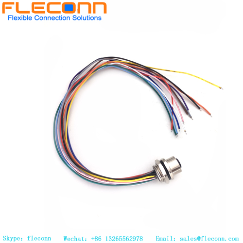 M12 12 Pin Front Panel Mount Connector With Cable