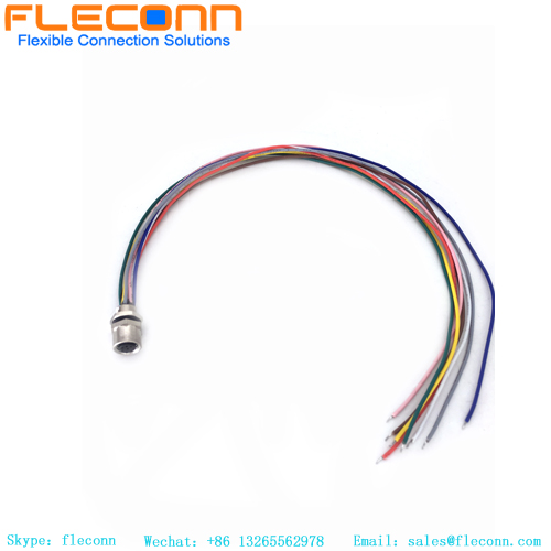 M12 8 Pin A-coded Female Panel Mount Connector Wire Harness