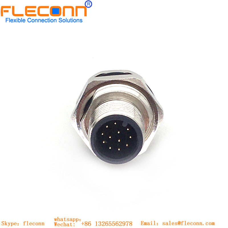 M12 12 Pin A-coded Straight Panel Mount Socket