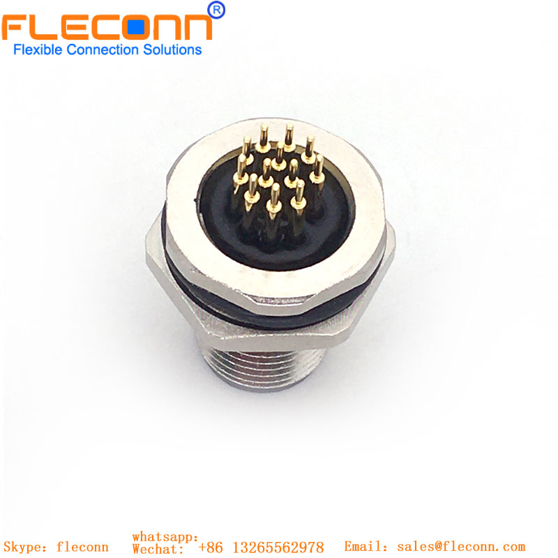 M12 12 Pin Rear Panel Mount Connector