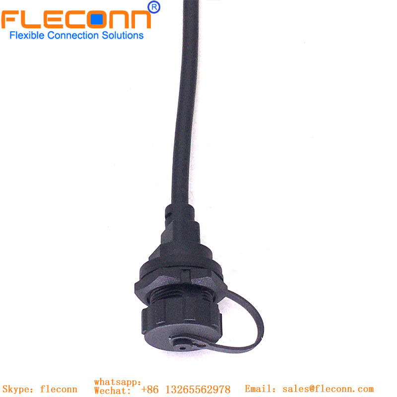 USB2.0 Female Back Mount Receptacle Overmolded Cable（Threaded）