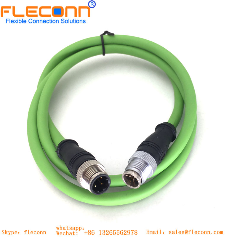 M12 D-coded To X-coded Connector Cable