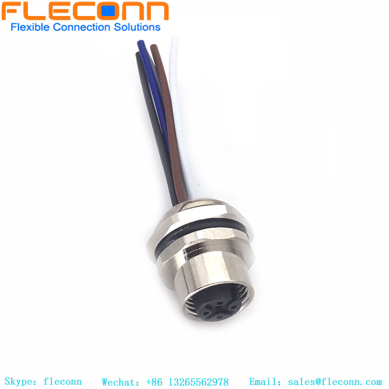 M12 5 Pin A-coded Panel Mount Connector With Cable