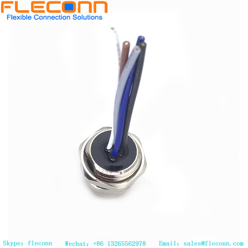 M12 5 Pin A-coded Panel Mount Connector With Cable