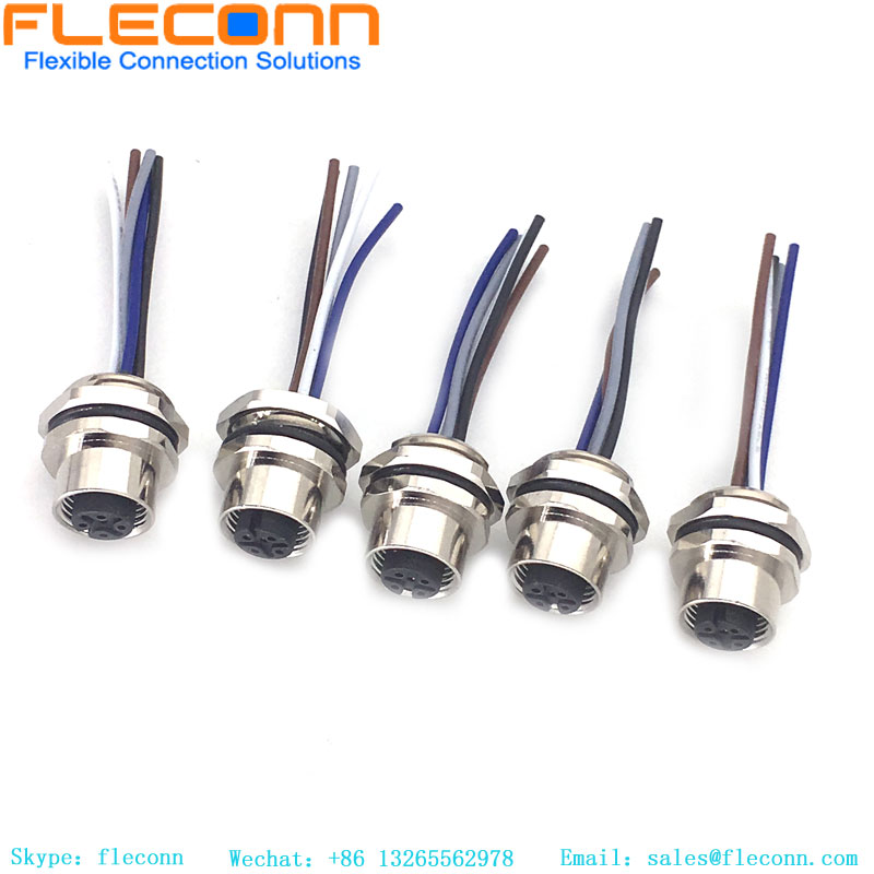 M12 5 Pin A-coded Panel Mount Connector With Cable