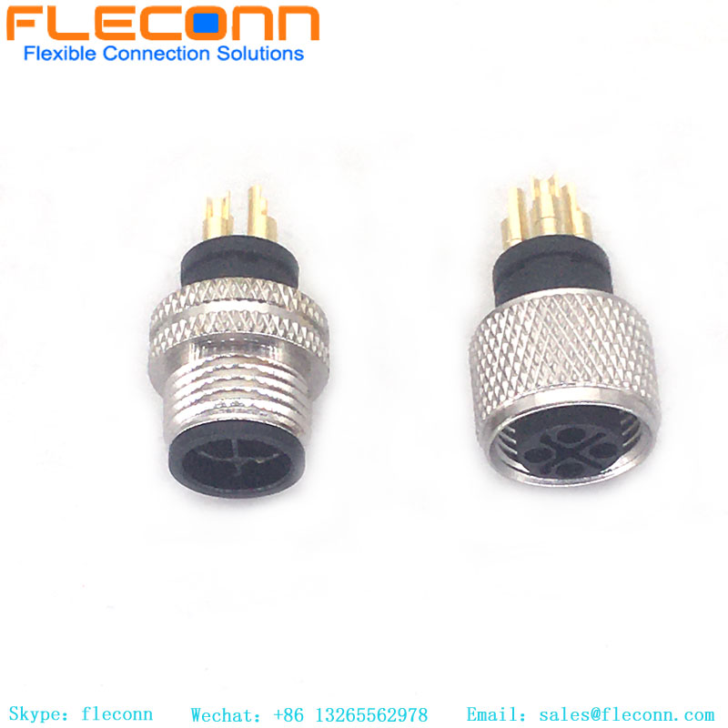 M12 4 Pin S-Code Cable Molded Connector