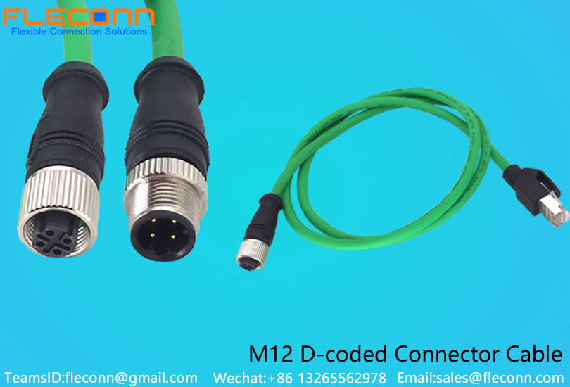 FLECONN can produce IP67/IP68 waterproof m12 4 pin d-coded connector cable, m12 d-code male to female cable, m12 4 pin d-coding male/female to rj45 male cable, m12 4 pin d-coding male/female to x-coded male/female Ethernet cable.