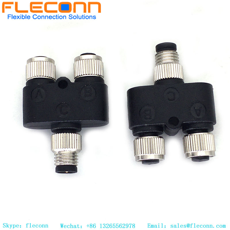 M8 Y Splitter 4Pin Male To 2*3Pin Female Connector