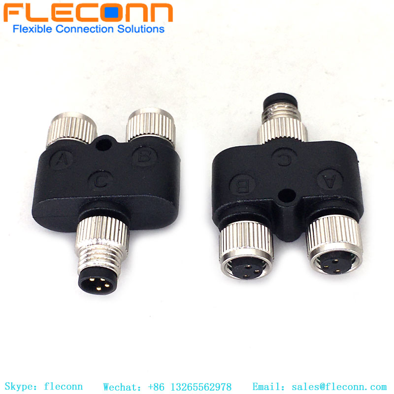 M8 Y Splitter 4Pin Male To 2*3Pin Female Connector
