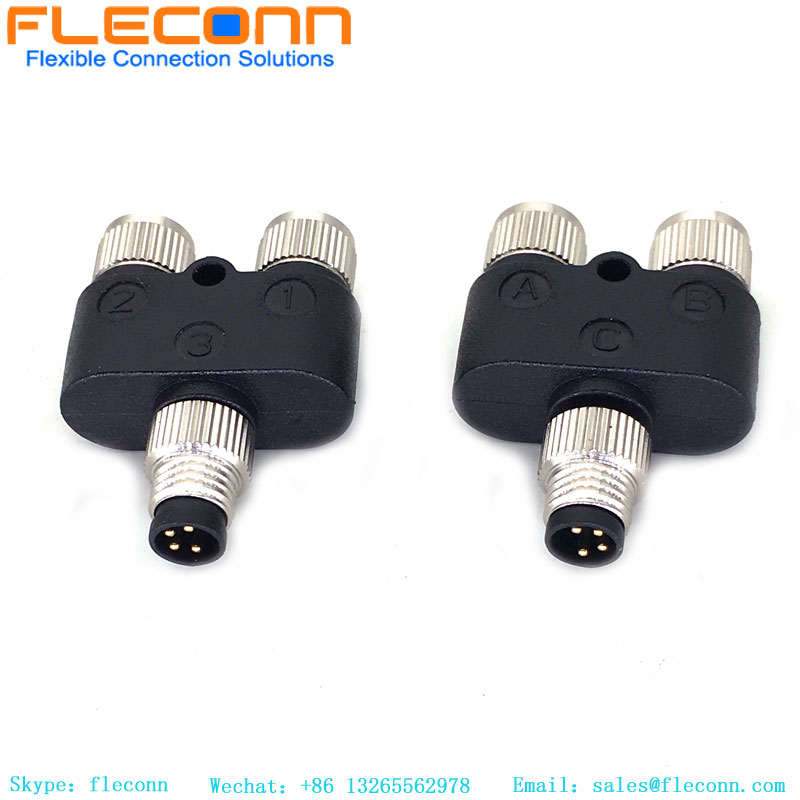M8 Y Splitter 4Pin Male To 2*3Pin Female Connector