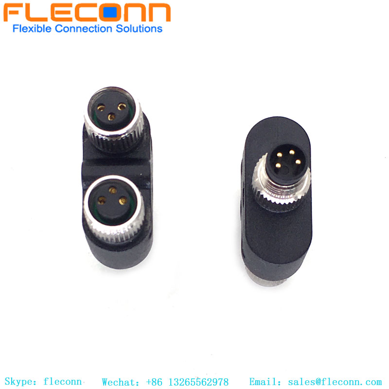 M8 Y Splitter 4Pin Male To 2*3Pin Female Connector
