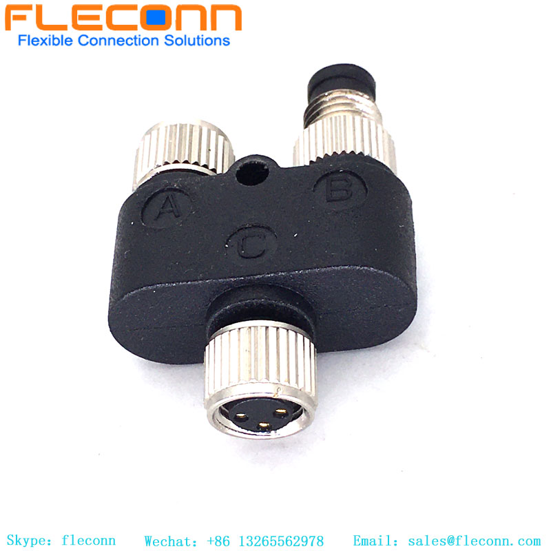 M8 3 pin Y Splitter One Male And Two Female Connector