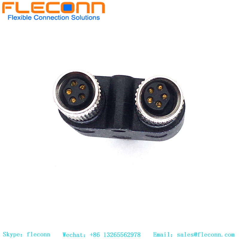 M8 5 Pin 1 Male To 2 Female Y Type Connector