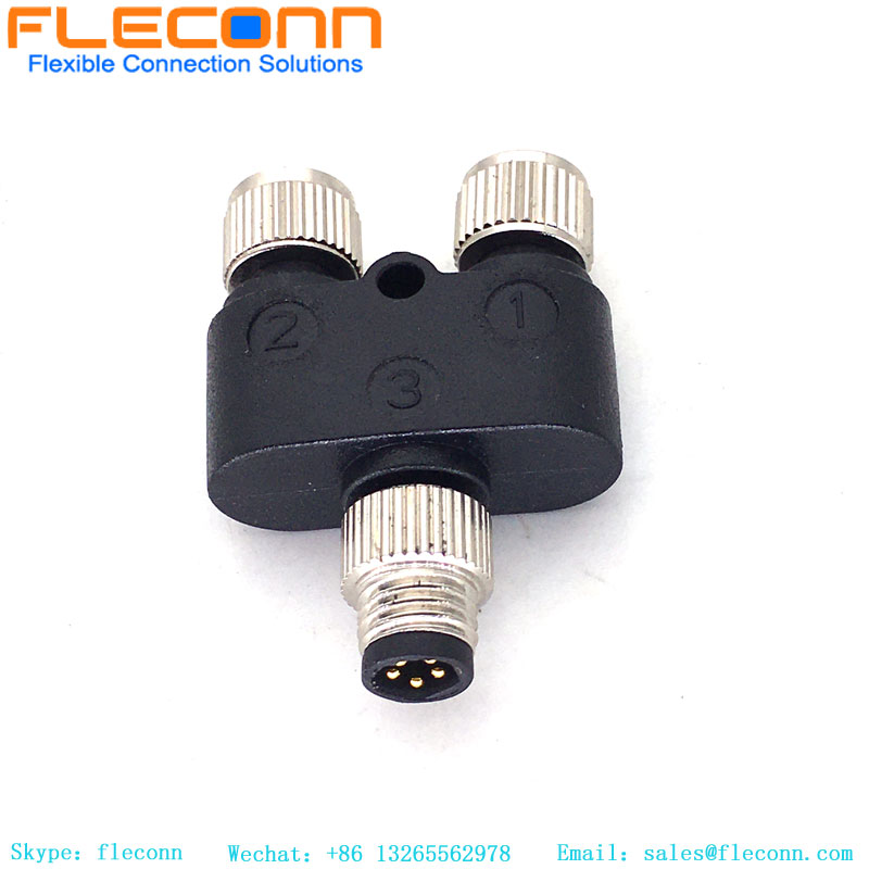 M8 5 Pin 1 Male To 2 Female Y Type Connector