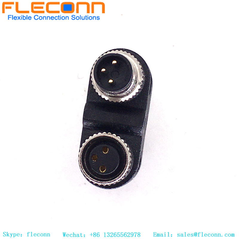 M8 3 pin Y Splitter One Male And Two Female Connector