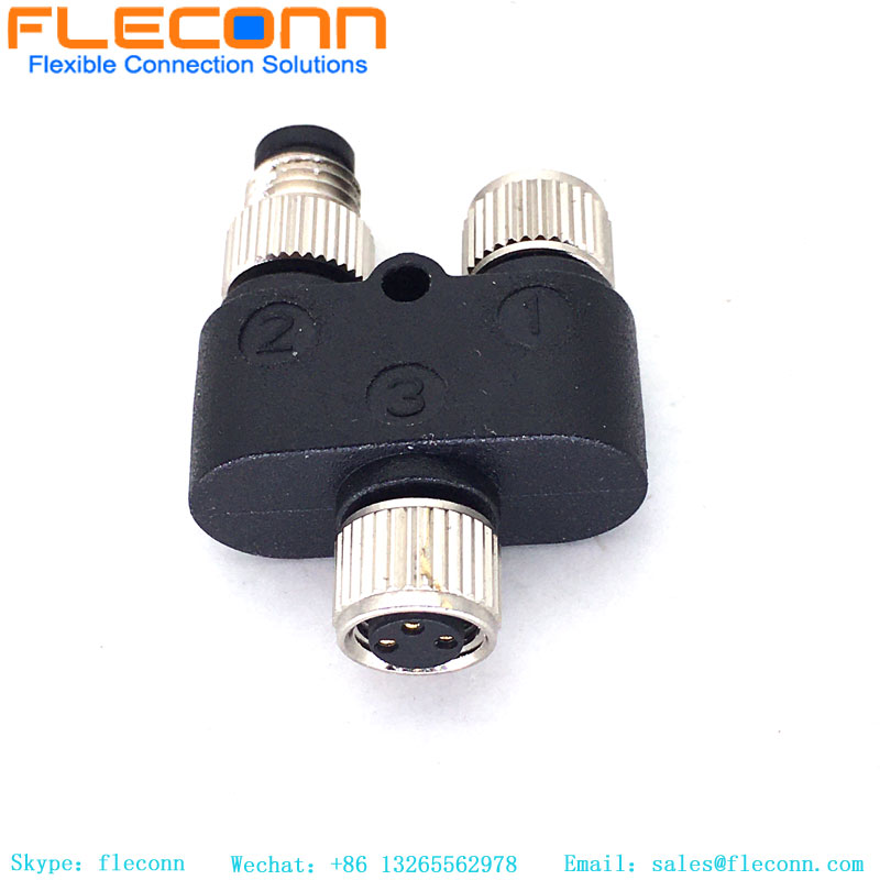 M8 3 pin Y Splitter One Male And Two Female Connector